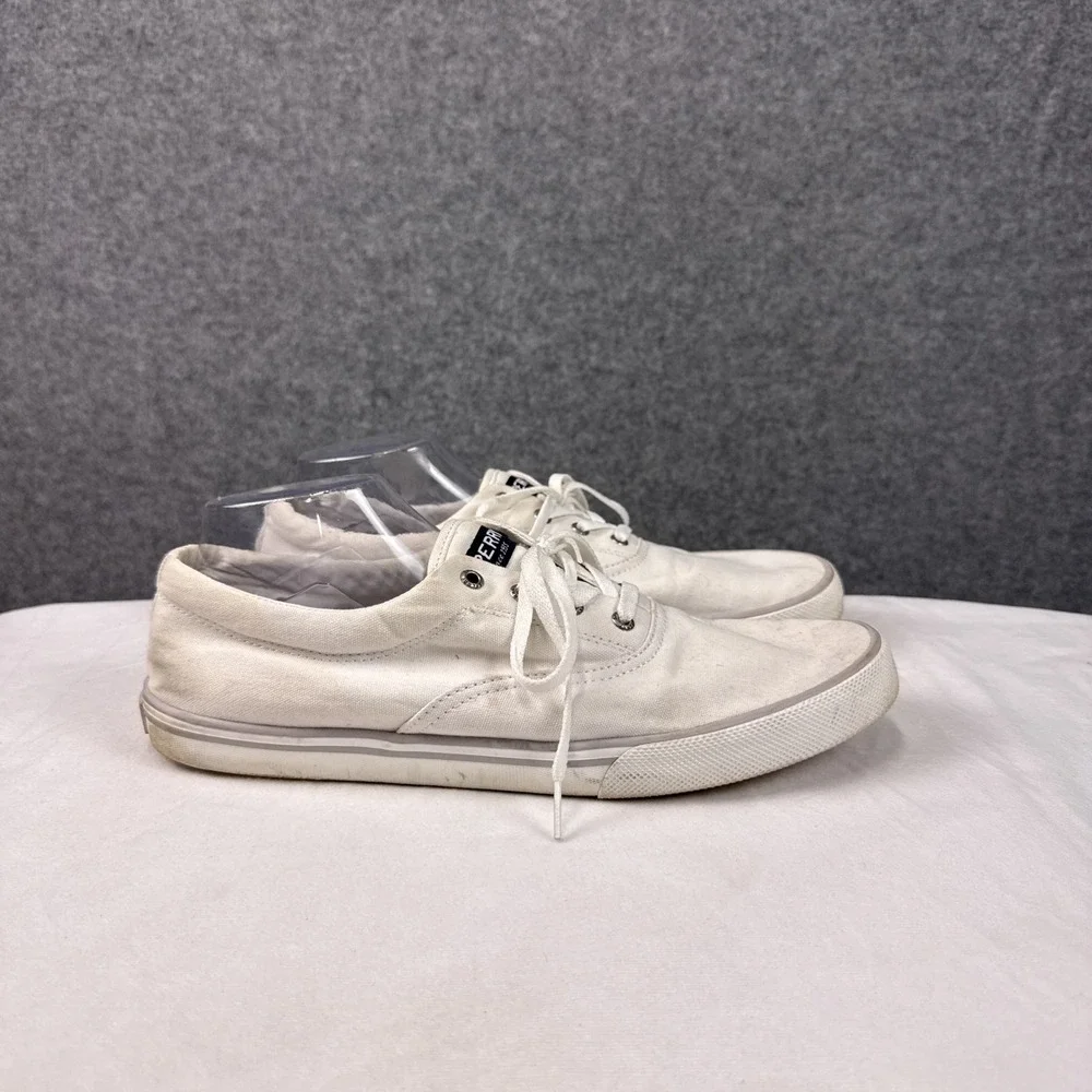 Sperry Mens Striper II CVO Sneakers Size 12 White Canvas Lace Up Casual Shoes